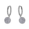Image 1 : 14K White Gold Cluster Hoop Diamond Earrings