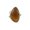 Image 1 : Carnelian Cat's Eye Semi Precious Faceted Stone With CZ Border, On Gold Plated Sterling Silver Adjus