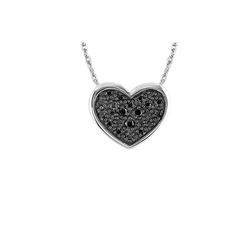 SILVER BLACK DIAMOND HEART PENDANT (#7263D-BLK)