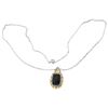 Image 1 : SS TWO TONE LABRADORITE / ONYX DBLET / WHITE TOPAZ PENDANT (#9840MUL)