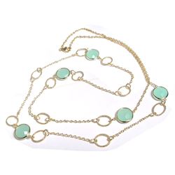 Opal CZ, Gold Over Sterling Silver Necklace, 36 Long