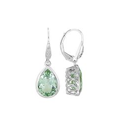 SILVER PS MINTGREEN QUARTZ / DIAMOND LEVERBK EARRINGS (#6743SPMGQ)