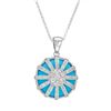 Image 1 : Turquoise & Sunray Diamond Slider W/ Chain In 14K White Gold | 345425