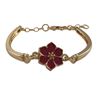 Image 1 : Red Enamel 12Mm Flower, Gold Plated Brass Bangle Bracelet, 5.5" 1"