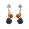 Image 1 : 6Mm Sodalite (Blue) And 4Mm Carnelian Semi Precious Ball On Gold Tone Sterling Silver Ball Post Earr