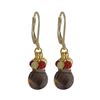 Image 1 : Smoky Combination Semi Precious Stones, On Gold Plated Sterling Silver Lever Back Earrings, 1.42"