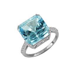 SS SKY BLUE TOPAZ / WHITE TOPAZ RING - Size 7 (#9623MUL)