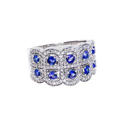 14K White Gold Sapphire And Diamond Band