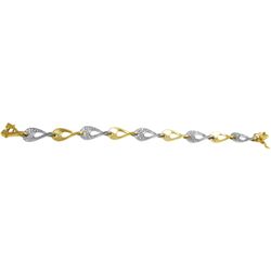 Sterling Silver Two Tone CZ Bracelet