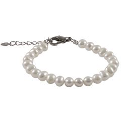 5Mm White Fresh Water Pearl Ball Bracelet