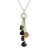 Image 1 : Labradorite(Grey) And Sodalite Combination Semi Precious Stones Lariat Style On Gold Tone Brass Chai
