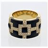 Image 1 : Inlay Onyx Diamond Ring In 14K Yellow Gold | 335088