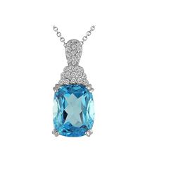 SS SWISS BLUE TOPAZ / DIAMOND PENDANT (#10162SW)