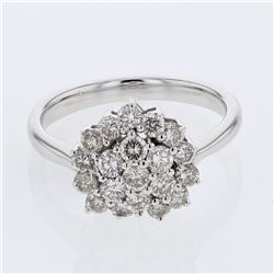 Round Cluster Diamond Fashion Ring In 14K White Gold | 234112