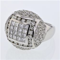 Princess & Round Diamond Fashion Ring In 18K White Gold|123259