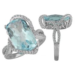 SS SKY BLUE TOPAZ / WHITE TOPAZ RING - Size 7 (#10231MUL)