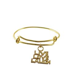 Gold Plated Brass Adjustable Bracelet With LIVE LOVE LAUGH Charm