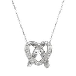 Ribbon Heart Diamond Slider W/ Chain In 18K White Gold | 251584