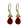Image 1 : Ruby Combination Semi Precious Stones On Gold Plated  Brass Lever Back Earrings, 1.42"