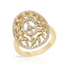 Image 1 : Peace Sign W/ Leaves Accent Diamond Ring In 14K Yellow Gold | 357360