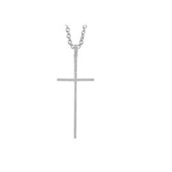 SS DIAMOND CROSS PENDANT (#8111D)