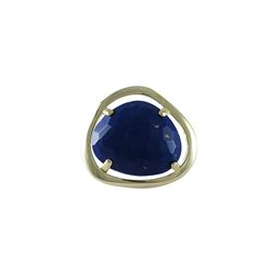 Lapis 15X18mm Semi Precious Stone, Set In Gold Tone Sterling Silver Ring Size 7