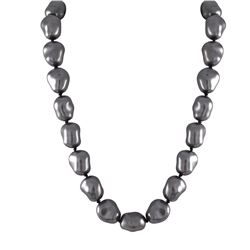 Glass Grey 12X15 Baroque Pearl Necklace -16"