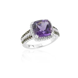 SS AMETHYST / SMOKEY QUARTZ / WHITE TOPAZ RING - Size 7 (#9484MUL1)