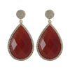Image 1 : Fire Jade Semi Precious 13X20 Faceted Teardrop Stone, Gold Plated Sterling Silver CZ Post Earrings, 
