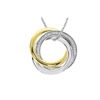 Image 1 : STERLING SILVER GOLDPLATED DIAMOND 3-INTERLOCK CIRCLE PENDANT (#7254D)