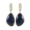 Image 1 : Lapis/ Lazurite Semi Precious Faceted Stone, With CZ Border, On Gold Plated Sterling Silver Lever Ba