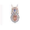 Image 1 : TT STERLING SILVER PINK GOLD PLATED MORGANITE / TANZ / WHITE TOPAZ PENDANT (#10033MUL)