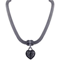Ant Silver Heart Snap&Mesh