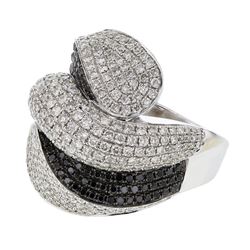 Pave-Set White & Black Diamond Fashion Ring In 14K White Gold | 384494