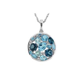 SILVER LONDON/ SKY/ SWISS BLUE TOPAZ / WHITE TOPAZ PENDANT (#7283MUL)