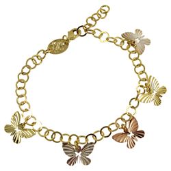 Gold Filled Tri Color Butterfly Bracelet