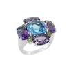 Image 1 : SS SWISS BLUE TOPAZ / AMETHYST / PERIDOT RING - Size 7 (#8996MUL)