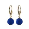 Image 1 : Blue Quartz Semi Precious 10Mm Round Flat Stone On Gold Filled Lever Back Earrings, 1.18"