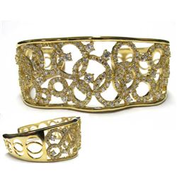 Sterling Silver- Vermail CZ  Bangel