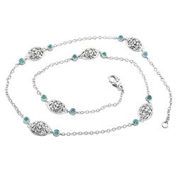1/2CT 32IN SILVER DIAMOND / SKY BLUE TOPAZ NECKLACE - Size 32 (#733SK)