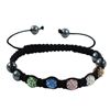 Image 1 : Multi Color 6Mm Shamballa Balls Black Cord Bracelet, Adjustable Size