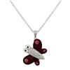 Image 1 : Sterling Silver, Red Enamel Butterfly With CZ Pendant