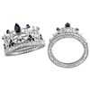 Image 1 : SS SAPPHIRE / WHITE TOPAZ CROWN RING - Size 7 (#9936MUL)