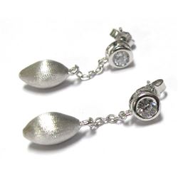 Sterling Silver-White CZ Matte Earrings