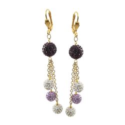 Brass Crystel Ball Earings Long