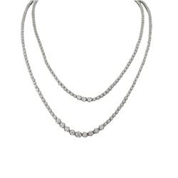 Sterling Silver 2 Row Tennis Necklace With White Czs
