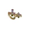 Image 1 : Multi Color CZ Butterfly Design, Gold Plated Brass Ring, Size 8