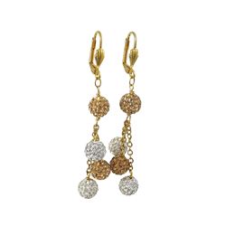 Brass Crystel Ball Earings Short