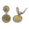 Image 1 : Sterling Silver Two Tone Hammered CZ Clip Earrings-1.1"