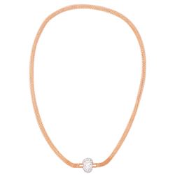 Rose Gold-Tone Stainless Steel Crystal Mesh Magnet Necklace